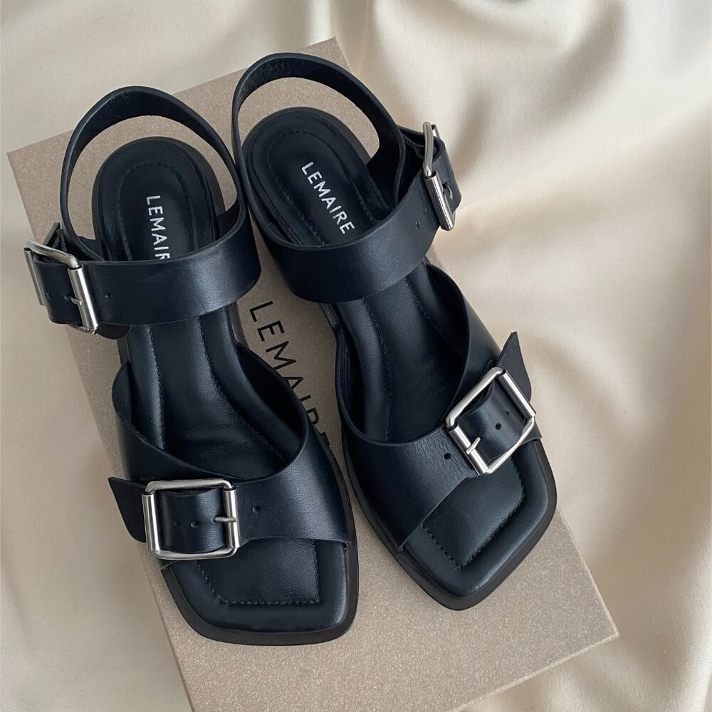 Lemaire Black Square 35m Heeled Sandals, size 36 - Picture 4 of 14